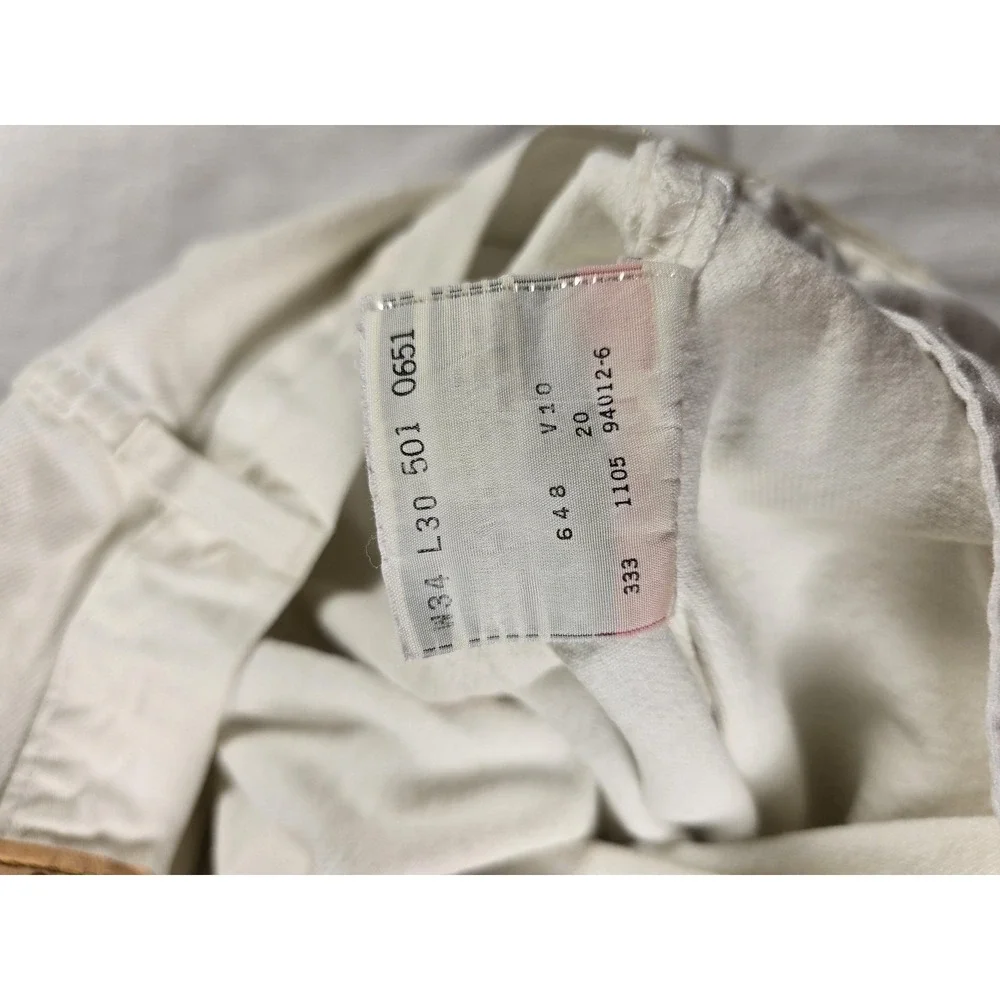 Levis 501 Jeans Mens 34x30 White Regular Straight Button Fly Denim Casual Pants
